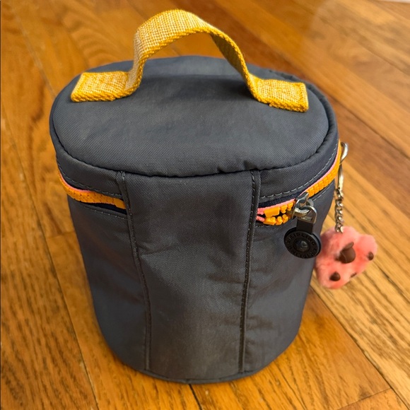 Kipling Navy Cosmetic Case with Yellow Accents and Pink Pom - Picture 4 of 7